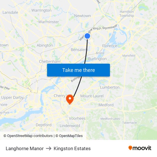 Langhorne Manor to Kingston Estates map