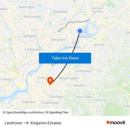 Levittown to Kingston Estates map