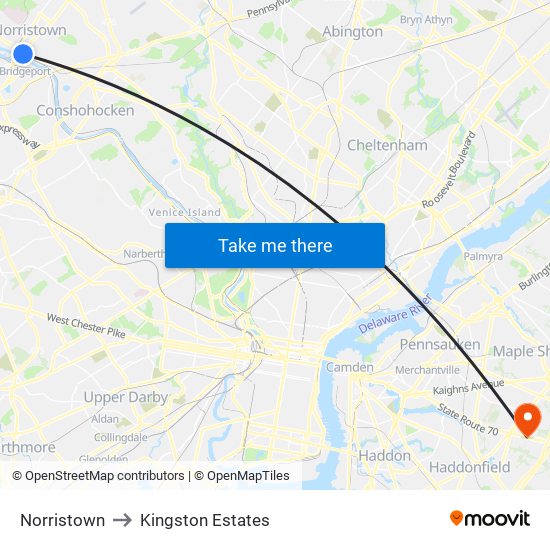 Norristown to Kingston Estates map