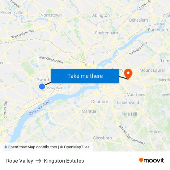 Rose Valley to Kingston Estates map