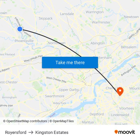 Royersford to Kingston Estates map