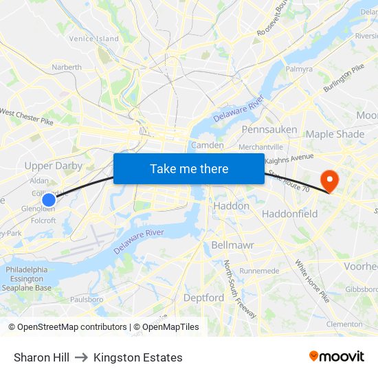 Sharon Hill to Kingston Estates map