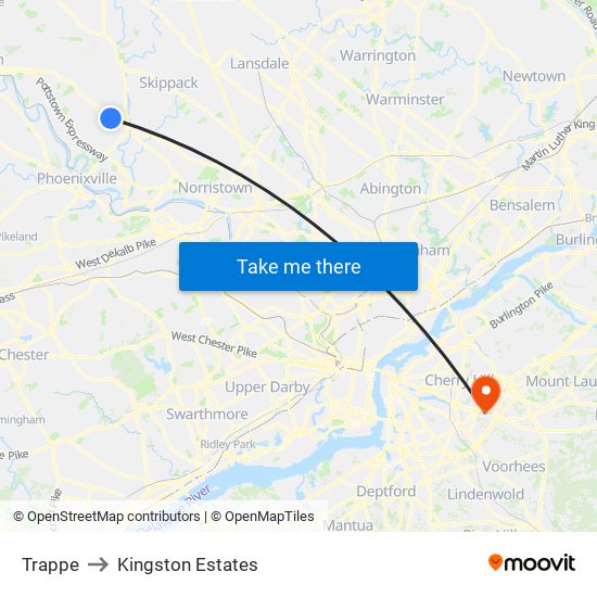 Trappe to Kingston Estates map