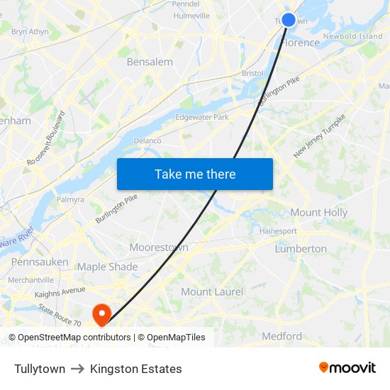 Tullytown to Kingston Estates map