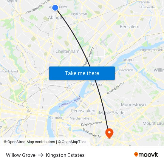 Willow Grove to Kingston Estates map