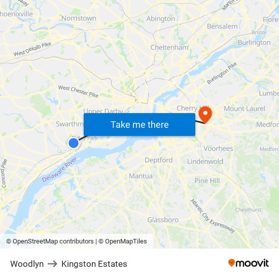 Woodlyn to Kingston Estates map