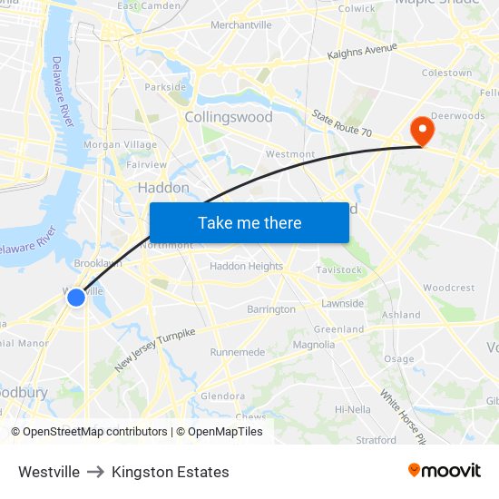 Westville to Kingston Estates map