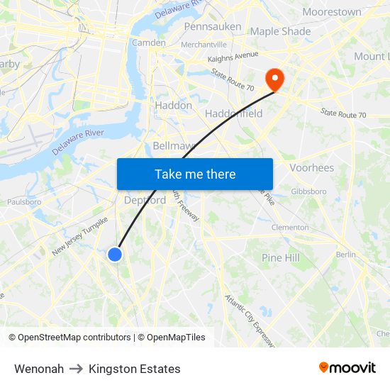 Wenonah to Kingston Estates map