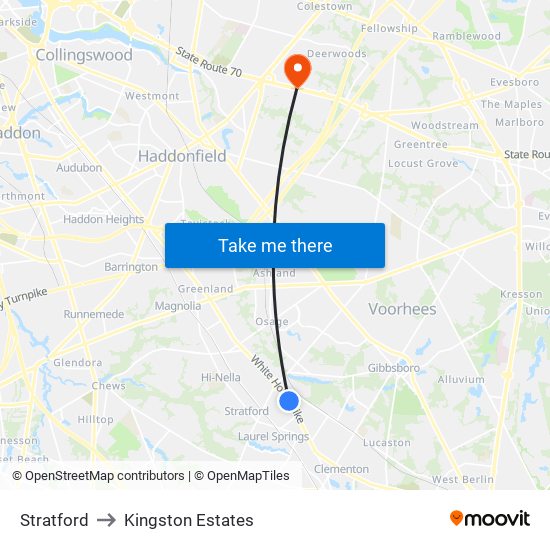 Stratford to Kingston Estates map