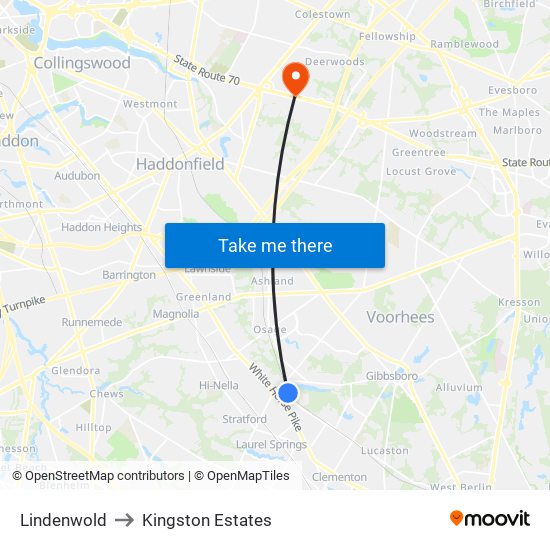 Lindenwold to Kingston Estates map