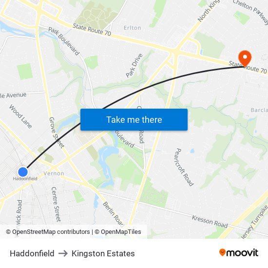 Haddonfield to Kingston Estates map