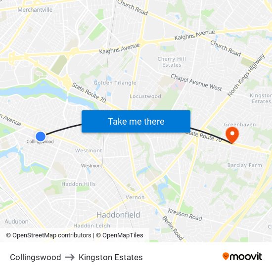 Collingswood to Kingston Estates map