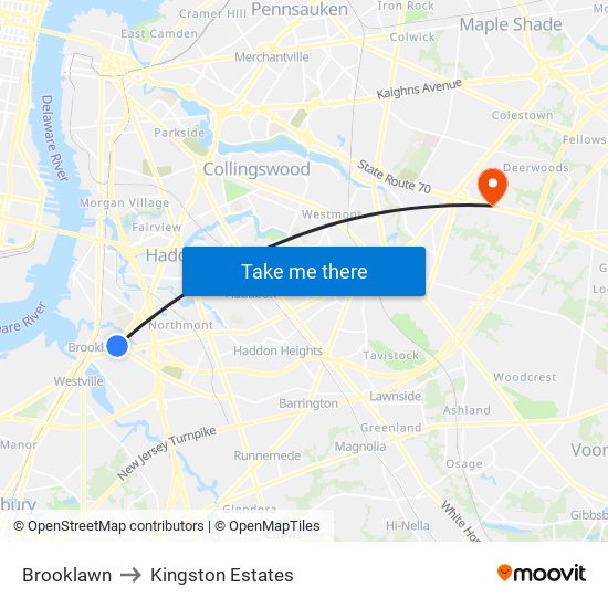 Brooklawn to Kingston Estates map