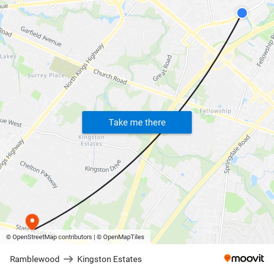 Ramblewood to Kingston Estates map