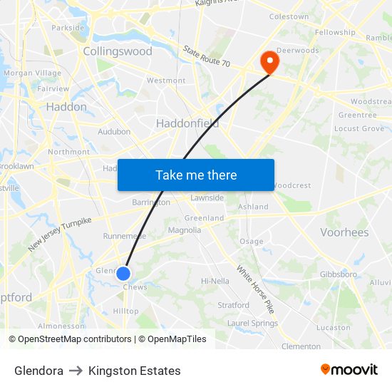Glendora to Kingston Estates map