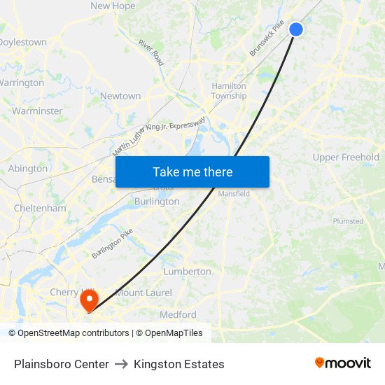 Plainsboro Center to Kingston Estates map