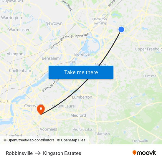 Robbinsville to Kingston Estates map