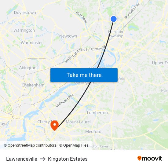 Lawrenceville to Kingston Estates map