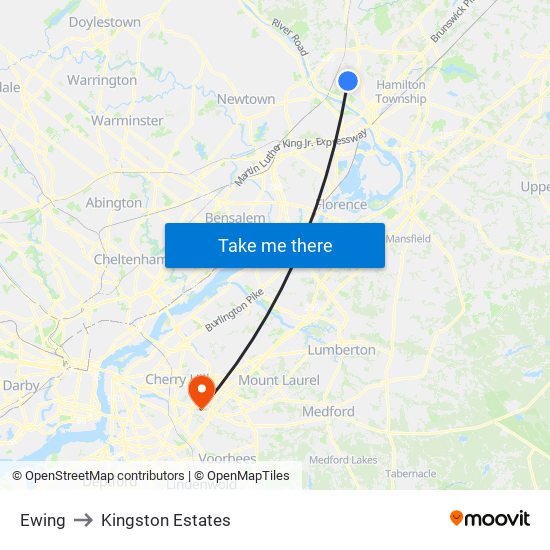 Ewing to Kingston Estates map