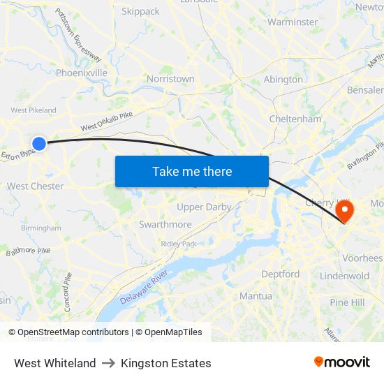 West Whiteland to Kingston Estates map