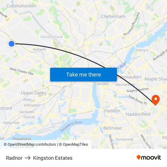 Radnor to Kingston Estates map