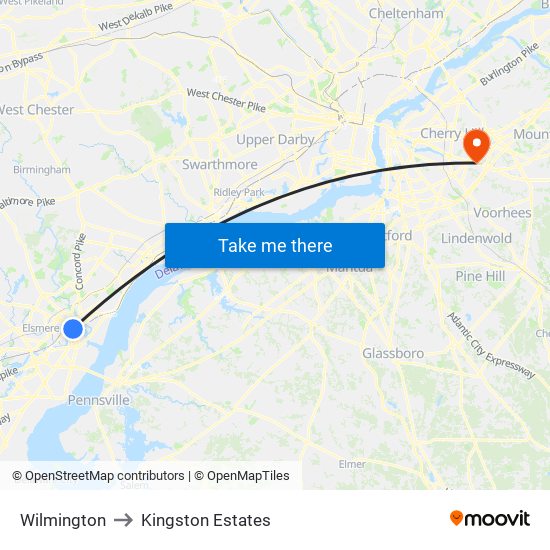 Wilmington to Kingston Estates map