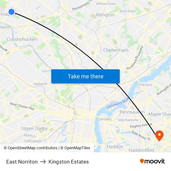 East Norriton to Kingston Estates map