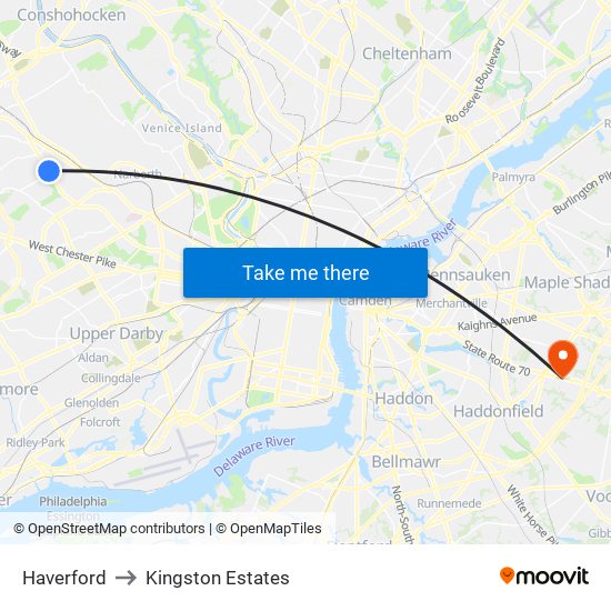 Haverford to Kingston Estates map