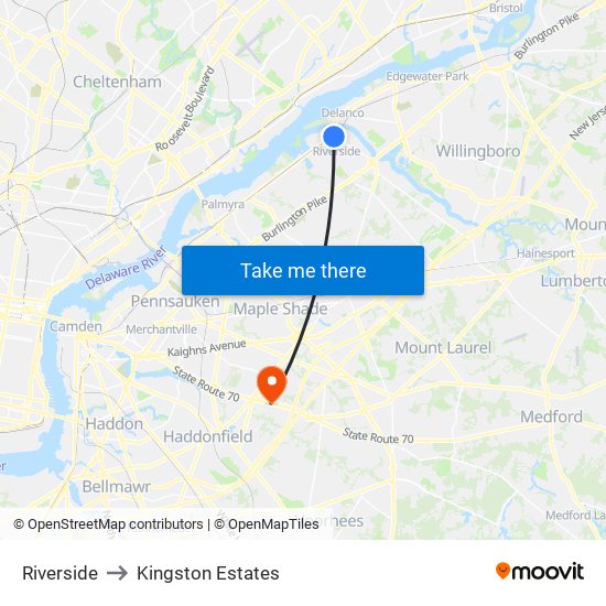 Riverside to Kingston Estates map