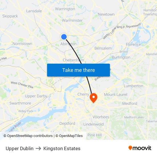 Upper Dublin to Kingston Estates map