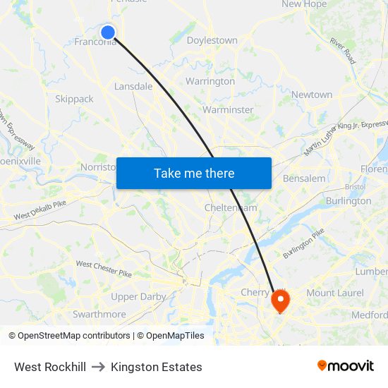 West Rockhill to Kingston Estates map