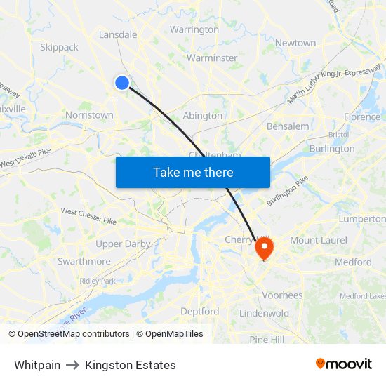 Whitpain to Kingston Estates map