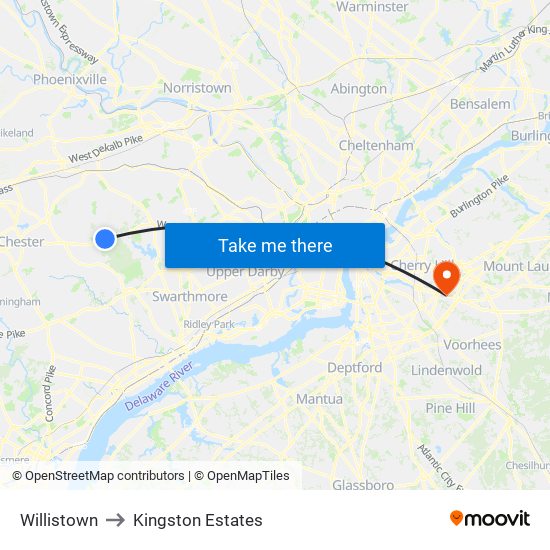 Willistown to Kingston Estates map