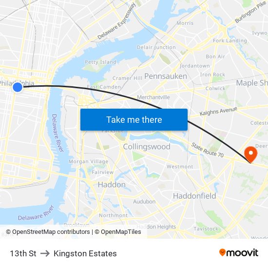 13th St to Kingston Estates map