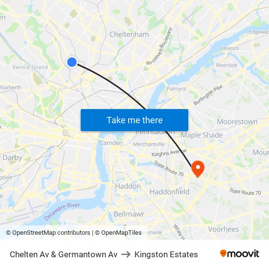 Chelten Av & Germantown Av to Kingston Estates map