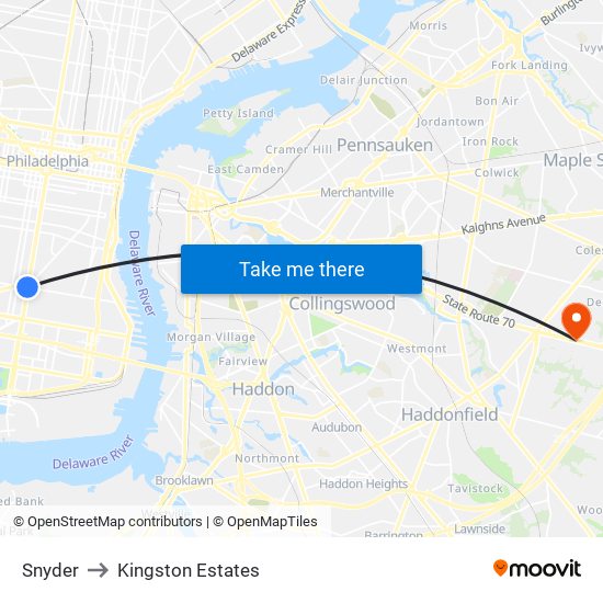 Snyder to Kingston Estates map