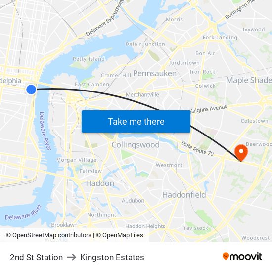 2nd St Station to Kingston Estates map