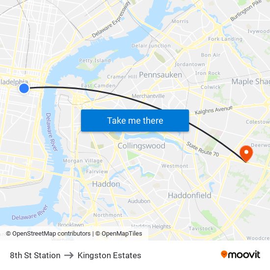 8th St Station to Kingston Estates map