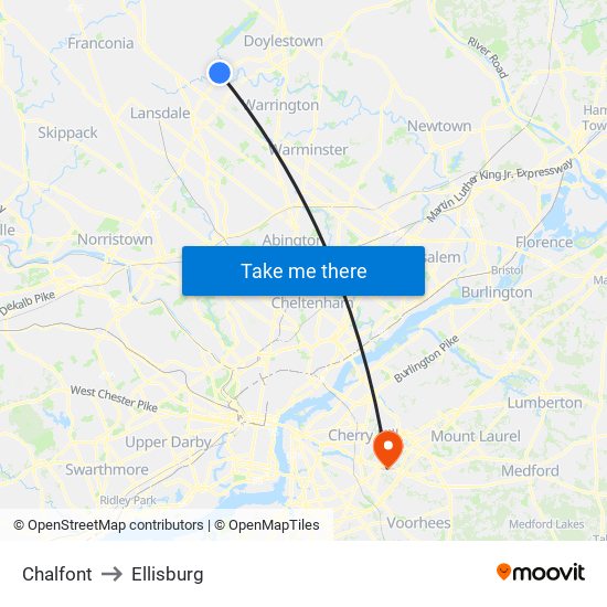 Chalfont to Ellisburg map