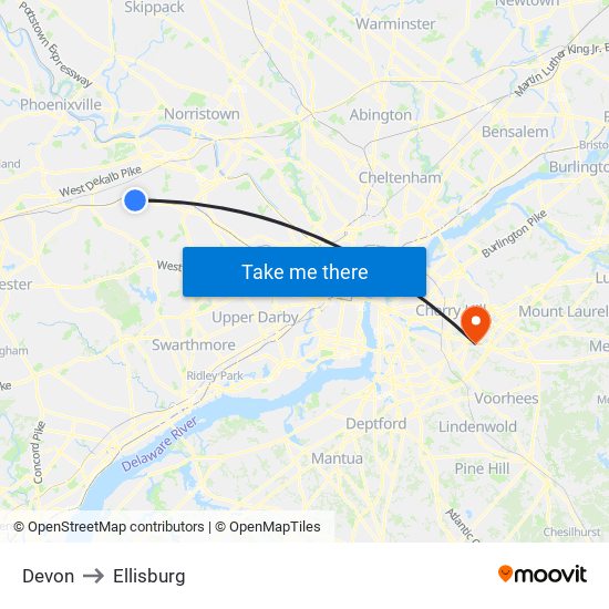 Devon to Ellisburg map