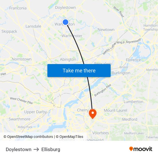 Doylestown to Ellisburg map