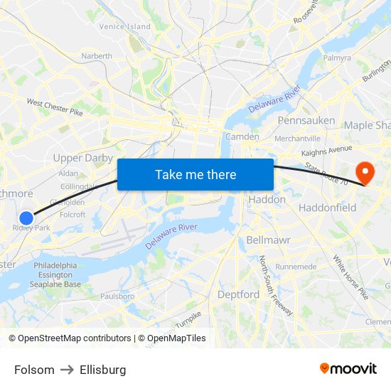 Folsom to Ellisburg map