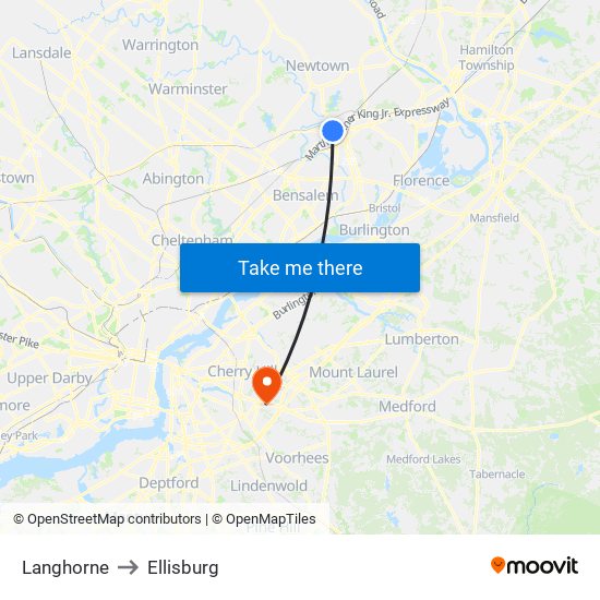 Langhorne to Ellisburg map
