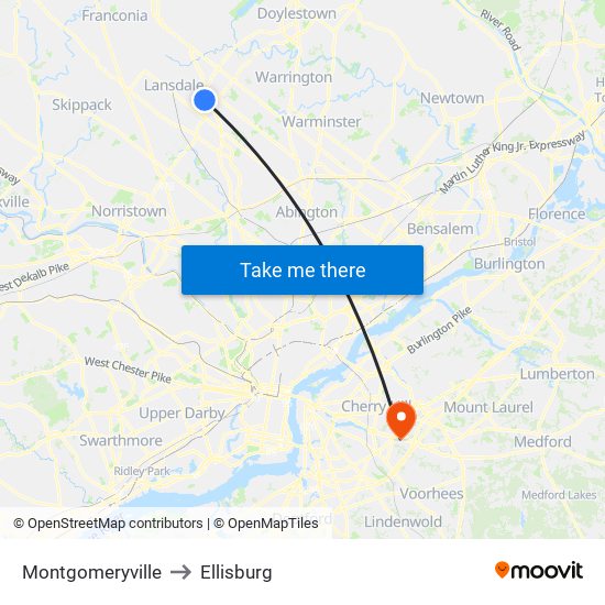 Montgomeryville to Ellisburg map