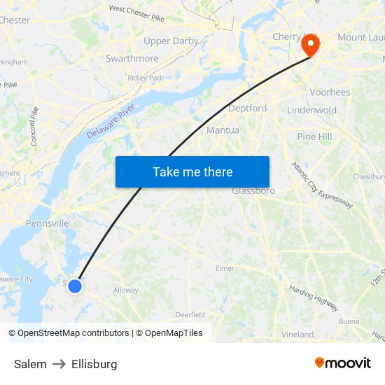 Salem to Ellisburg map