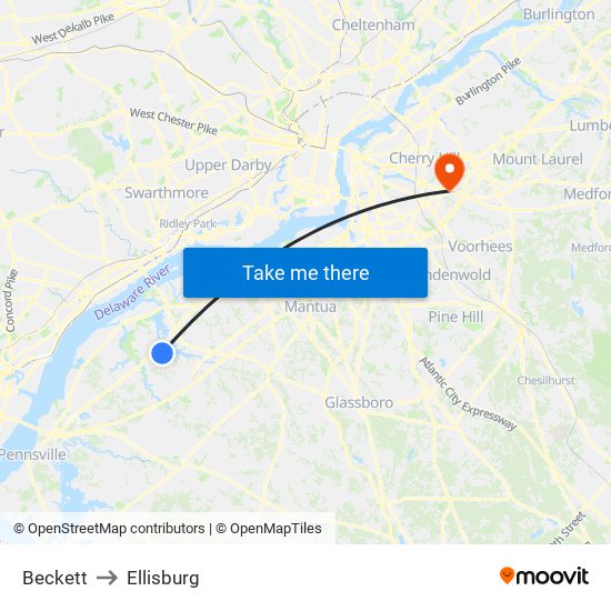 Beckett to Ellisburg map
