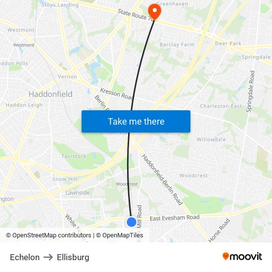 Echelon to Ellisburg map