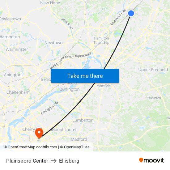 Plainsboro Center to Ellisburg map