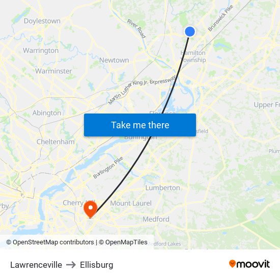 Lawrenceville to Ellisburg map