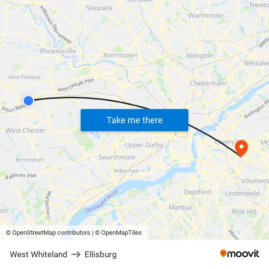 West Whiteland to Ellisburg map